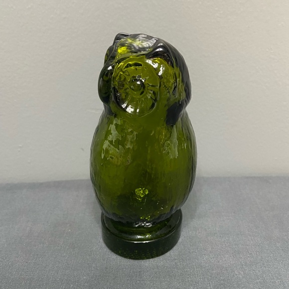 VTG Pilgrim Art Glass Forest Green Owl Hand/Mold Blown Glass Paperweight Retro - Picture 3 of 17